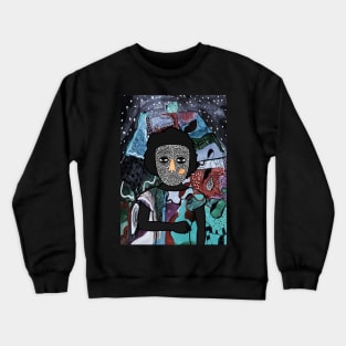 Experience Melancholia - A FemaleMask NFT with DoodleEye Color and Mystery NightGlyph Background Crewneck Sweatshirt